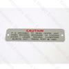 Jaguar Heater Caution Plate
