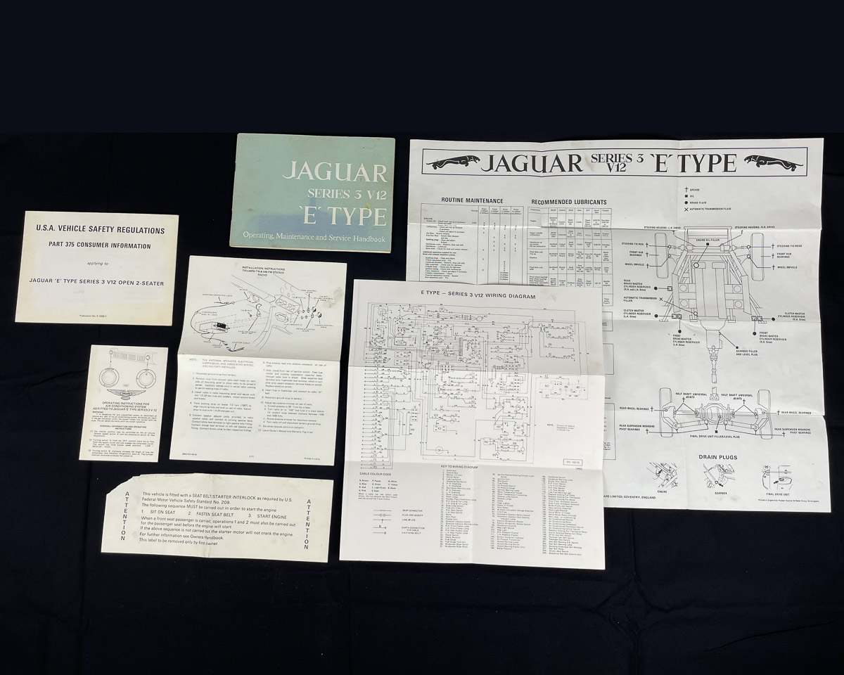 Operators Manual for E-Type V12 Roadster, Pub No. E.160/B1