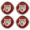 Jaguar Wheel Motif - Ruby with Silver Cat Face - Set of 4