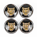 Jaguar Wheel Motif - Black with Gold Catface - Set Of 4