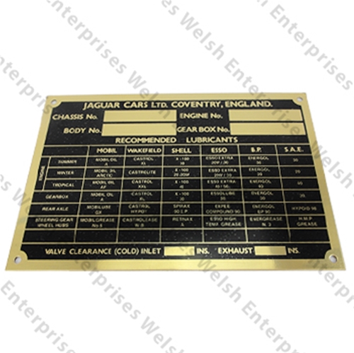 Jaguar Vin Plate  Brass