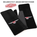 Floor Mat Pair E-Type 1962-1971 FHC Roadsters Black with Red Heritage Logo Embroidery 