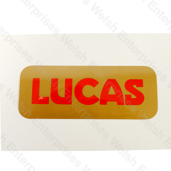 Jaguar Lucas Battery Decal - Red And Gold