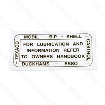 Jaguar Lubrication Decal