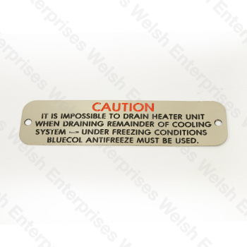 Jaguar Heater Caution Plate 