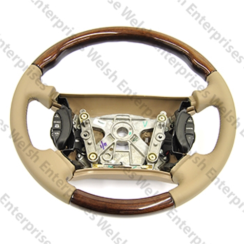 Jaguar Steering Wheel - Sable Leather with Burr Walnut - NOS